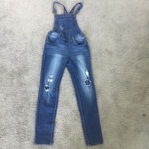 Blue jean overalls size girls 14 distressed